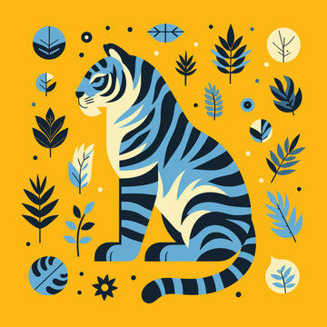 vector tiger head with minimalist preview and good collour