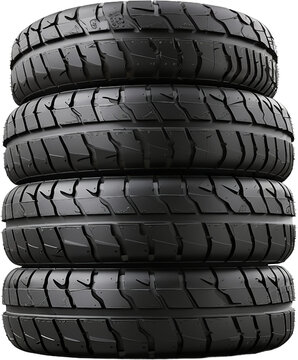 Tires stacked up isolated on transparent background
