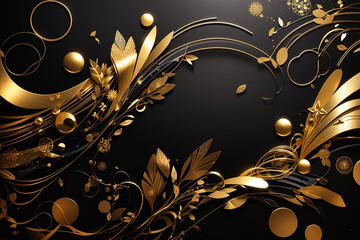 Black and Gold Abstract Background AI Image 