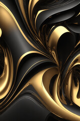 3D rendering of abstract black and gold background for creative design
