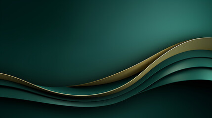 abstract green luxury background with golden line on dark