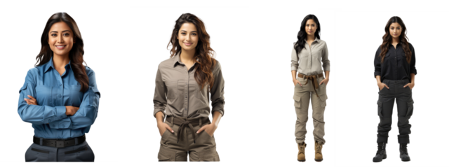 Asian woman courier wears an work shirt