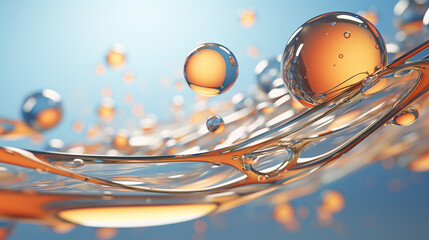 wave of oil with air bubbles 3d rendering - obrazy, fototapety, plakaty