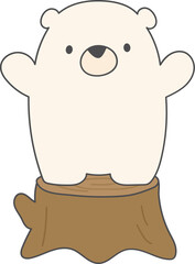 Cub playing on stump illustration