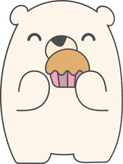Cub eat cupcake illustration
