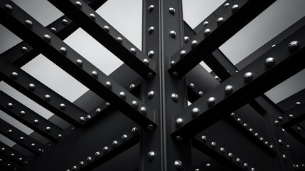 Obraz premium Powerful and very durable structures made of dark metal with chrome rivets