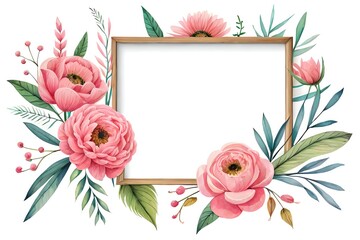 Watercolor Pastel Floral Vertical Empty Photo Frame