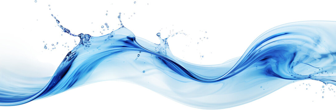 Blue Watercolor Splash Wave in Transparent Setting