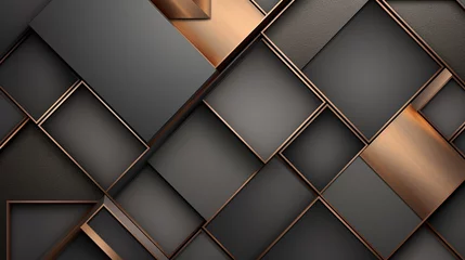 Fotobehang luxury gray background bronze shades in 3d abstract with square geometric © pjdesign