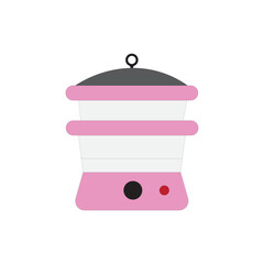 Food steamer isolated on white background. Household appliance. Kitchen item for healthy food. Food boiling machine vector illustration