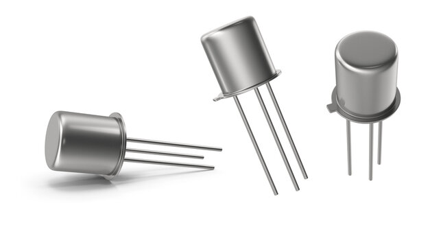 silver transistor on transparent background