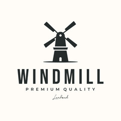 windmill spin vintage logo vector minimalist illustration design, windmill architecture logo design