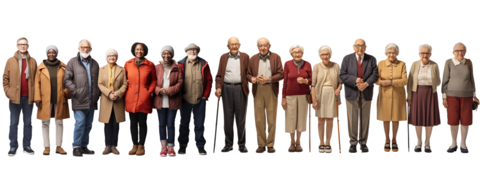 seniors seperated standing up row