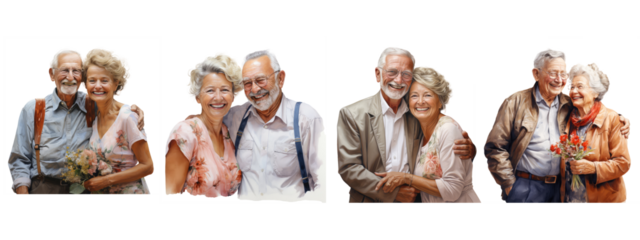 cute elderly couple, oil painting