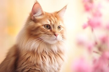 Close-up of cute cat gazing at something with beautiful bokeh background