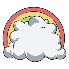 cloud and rainbow vector, in cartoon style