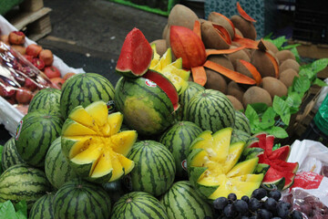 Watermelons on a market