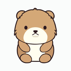 Cute bear sticker isolated white background