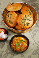 Pav Bhaji or Mumbai Style Bhaji Pav - Indian Spicy Food