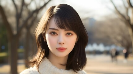 Obraz premium 公園に立つ女性