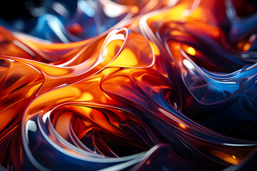  Abstract shape against black background, 3D illustration.  Smooth shape 3d rendering , generate AI