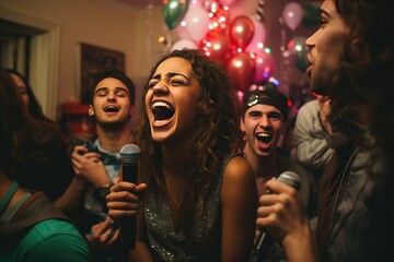 DIY Karaoke Night: Friends singing their hearts out to welcome the New Year. 