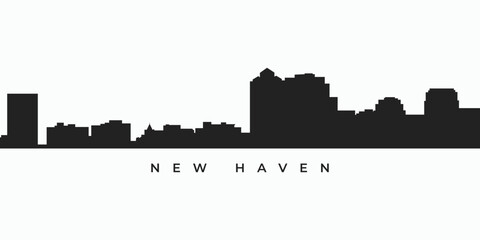 New Haven city skyline silhouette - obrazy, fototapety, plakaty