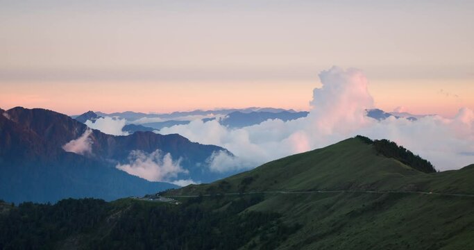 Sunrise over the mountain in Nantou County in Taiwan