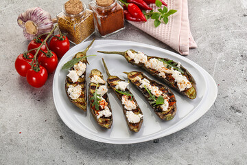 Grilled eggplant with feta cheese