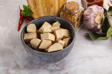 Obraz na płótnie Canvas Vegan cuisine - organic tofu cheese