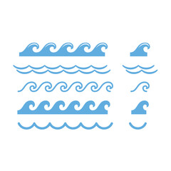 Ocean or sea waves cartoon style icon. Seamless wave line vector.