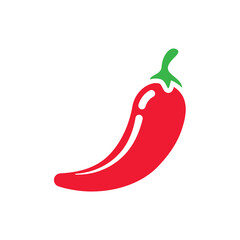 Red chili hot pepper vector icon. Chilli or jalapeno colorful pepper.