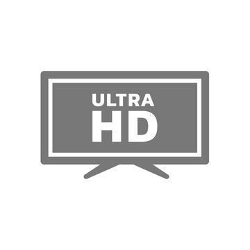Ultra HD tv screen vector icon. High definition television monitor resolution.