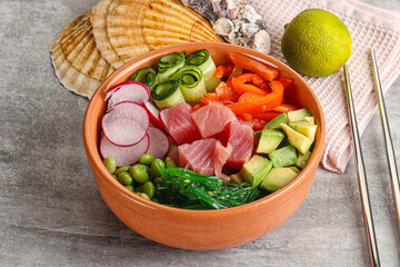 Hawaiian cuisine - poke with tuna and rice