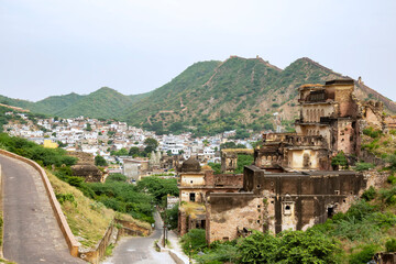 panoramic view from the top of Amer also known as Amber fort,Jaipur,Rajasthan,India.