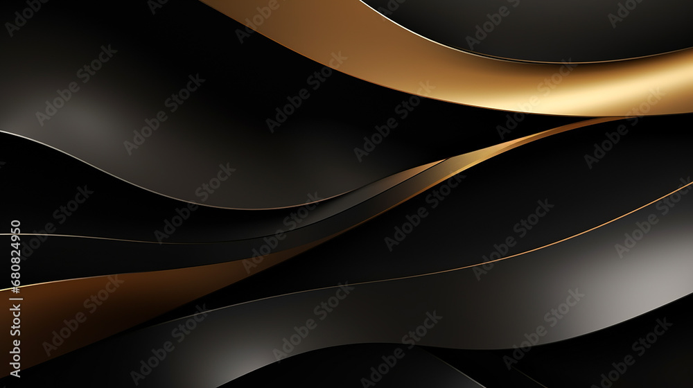 Wall mural golden lines luxury on white overlap brown and black shades color background - Wall murals