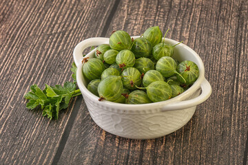 Natural ripe gooseberry heap in the bowl