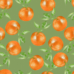 Pencil color illustration orange retro seamless pattern