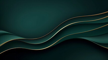 luxury curve golden line on dark green shade background