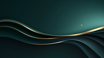 luxury curve golden line on dark green shade background