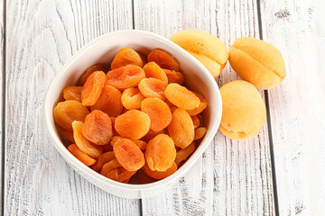 Dried apricot heap in the bowl