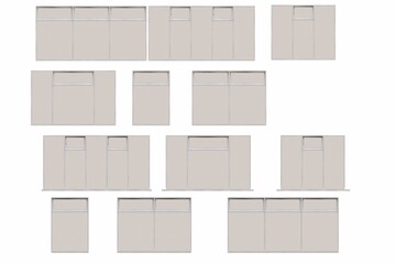 windows in the interior isolated on white background, 3D illustration, cg render