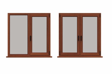 windows in the interior isolated on white background, 3D illustration, cg render