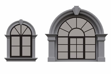 windows in the interior isolated on white background, 3D illustration, cg render