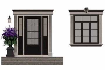 windows in the interior isolated on white background, 3D illustration, cg render