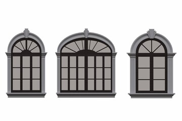 windows in the interior isolated on white background, 3D illustration, cg render