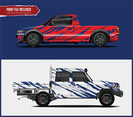 Racing truck wrap design vector. Graphic abstract stripe racing background kit designs for wrap vehicle