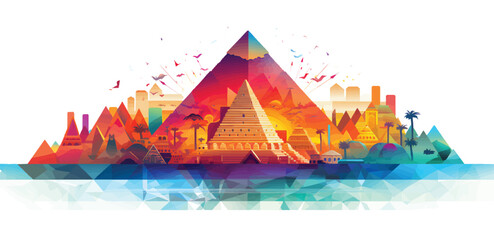 Vector illustration of Pyramids of Giza, Egypt tourism concept.