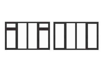 windows in the interior isolated on transparent background, 3D illustration, cg render