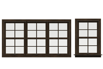 windows in the interior isolated on transparent background, 3D illustration, cg render